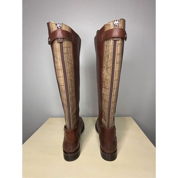 Sam Edelman Mikala Terazzo Leather Back Zip Knee‎ High Riding Boots Brown Sz 8M - Picture 6 of 11